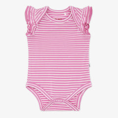 Pop Pink Stripes Flutter Bodysuit