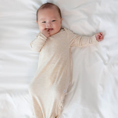 Heather Oatmeal Ribbed Infant Gown