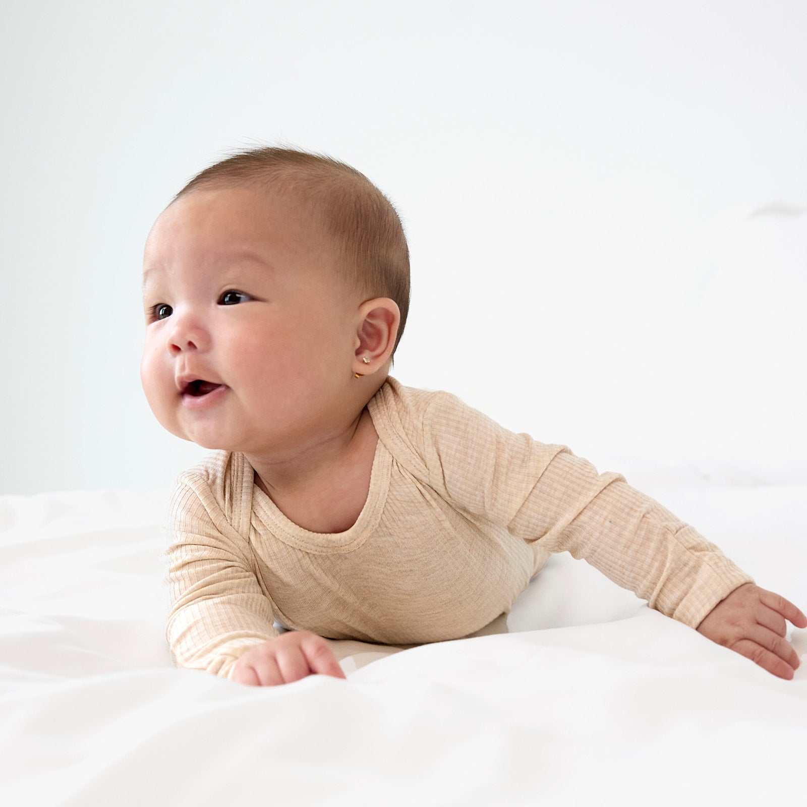 Heather Oatmeal Ribbed Infant Gown
