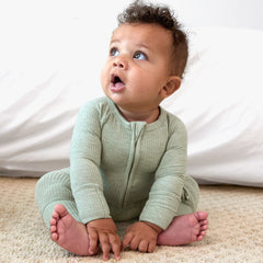 Heather Sage Ribbed Zippy