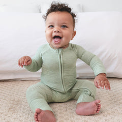 Heather Sage Ribbed Zippy