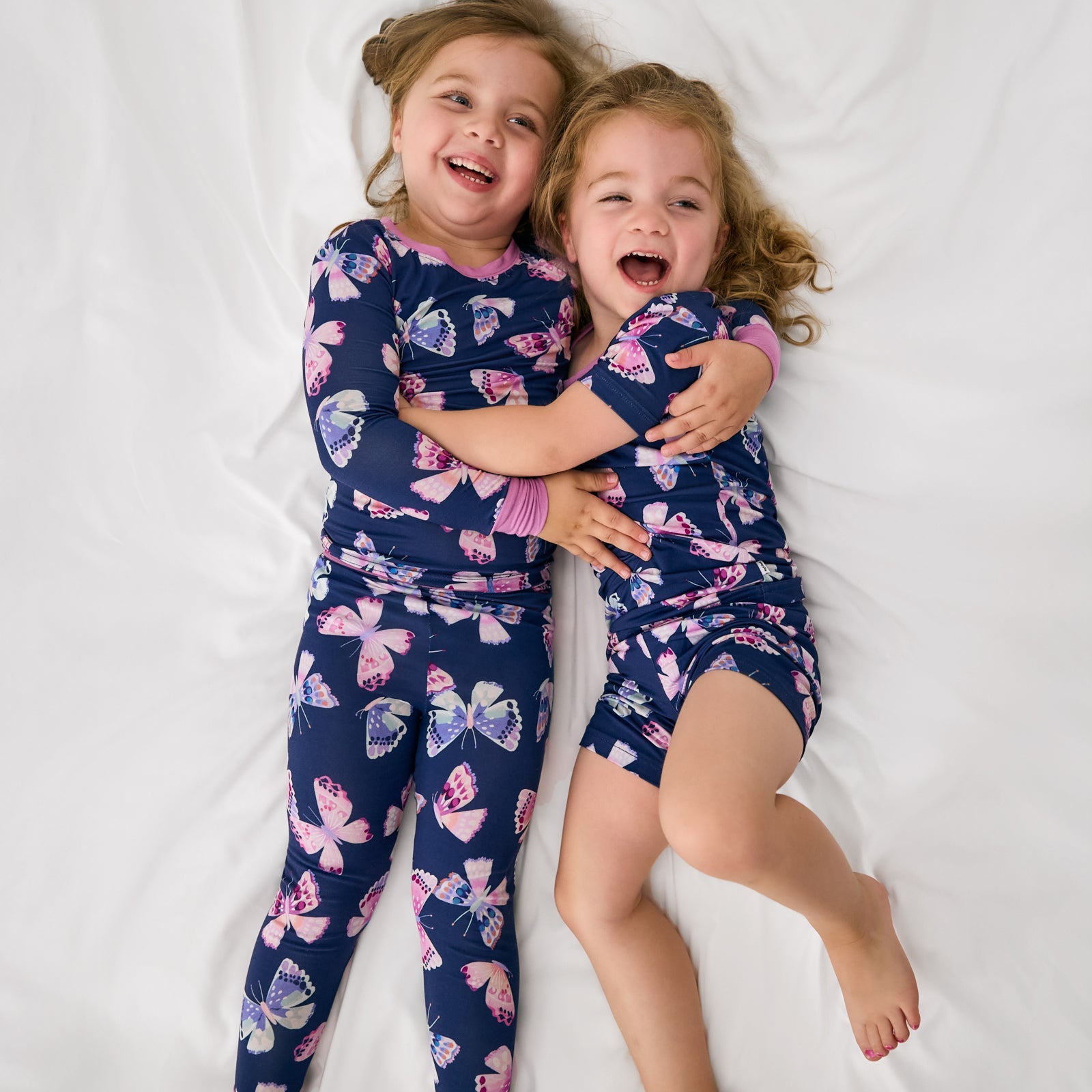 Royal Butterflies Two-Piece Short Sleeve & Shorts Pajama Set