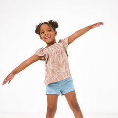 Sandy Palms Smocked Flutter Top