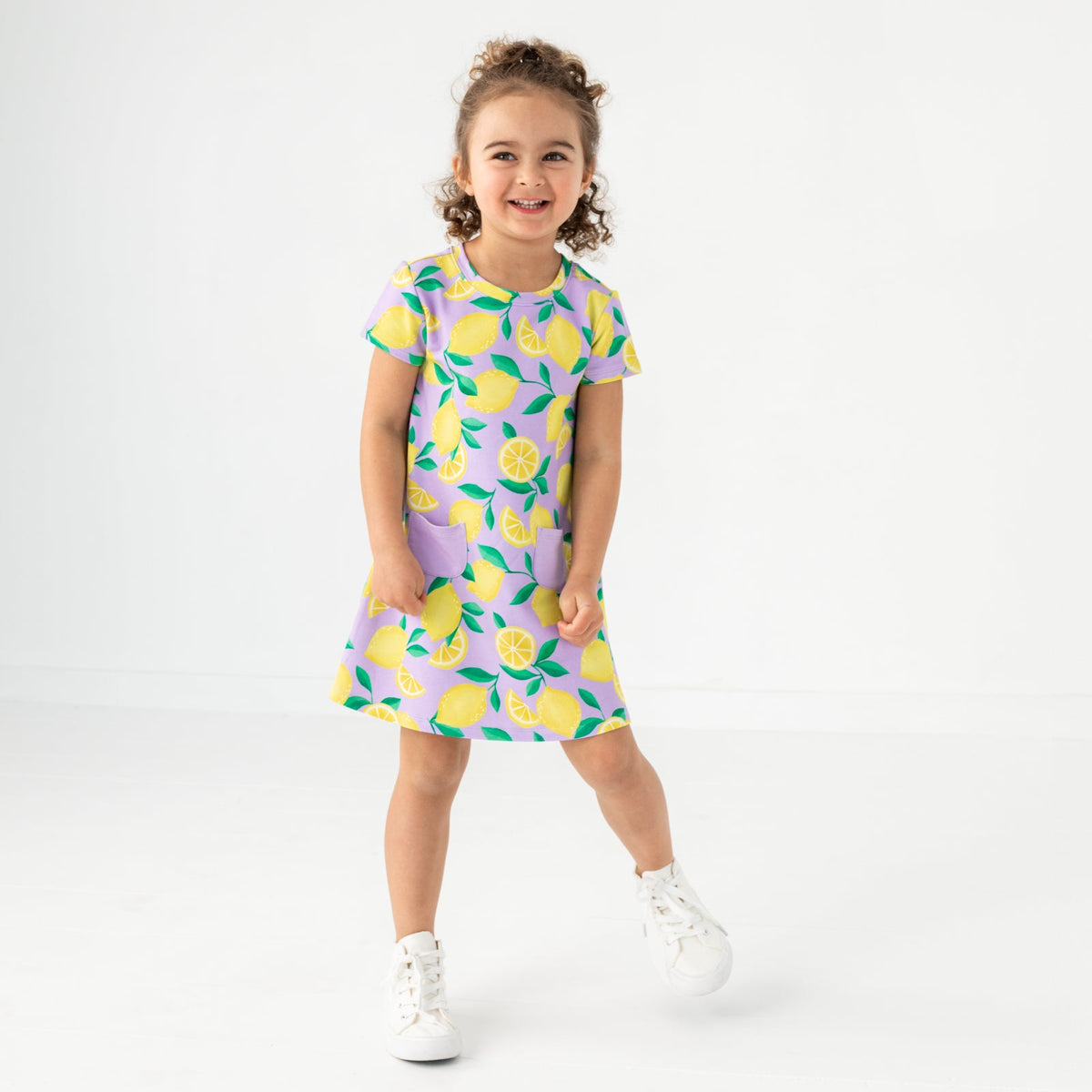 Lavender Sunny Citrus A-Line Pocket Dress