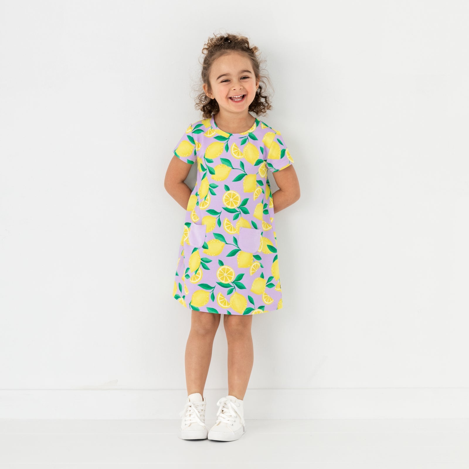 Lavender Sunny Citrus A-Line Pocket Dress