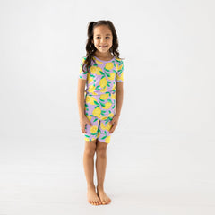 Lavender Sunny Citrus Two-Piece Short Sleeve & Shorts Pajama Set