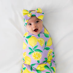 Lavender Sunny Citrus Swaddle & Luxe Bow Headband Set