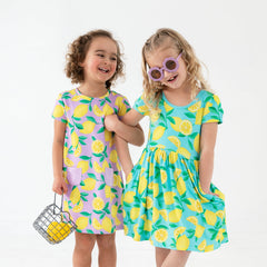 Lavender Sunny Citrus A-Line Pocket Dress