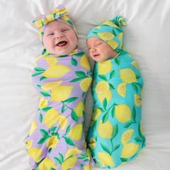 Lavender Sunny Citrus Swaddle & Luxe Bow Headband Set