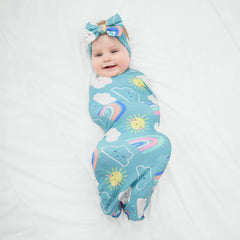 Sunny Skies Swaddle & Luxe Bow Headband Set