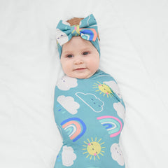 Sunny Skies Swaddle & Luxe Bow Headband Set