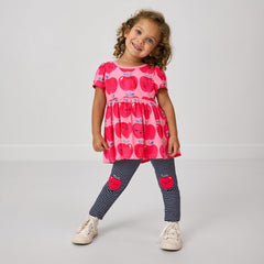 Mini Navy Stripe Apple Patch Legging