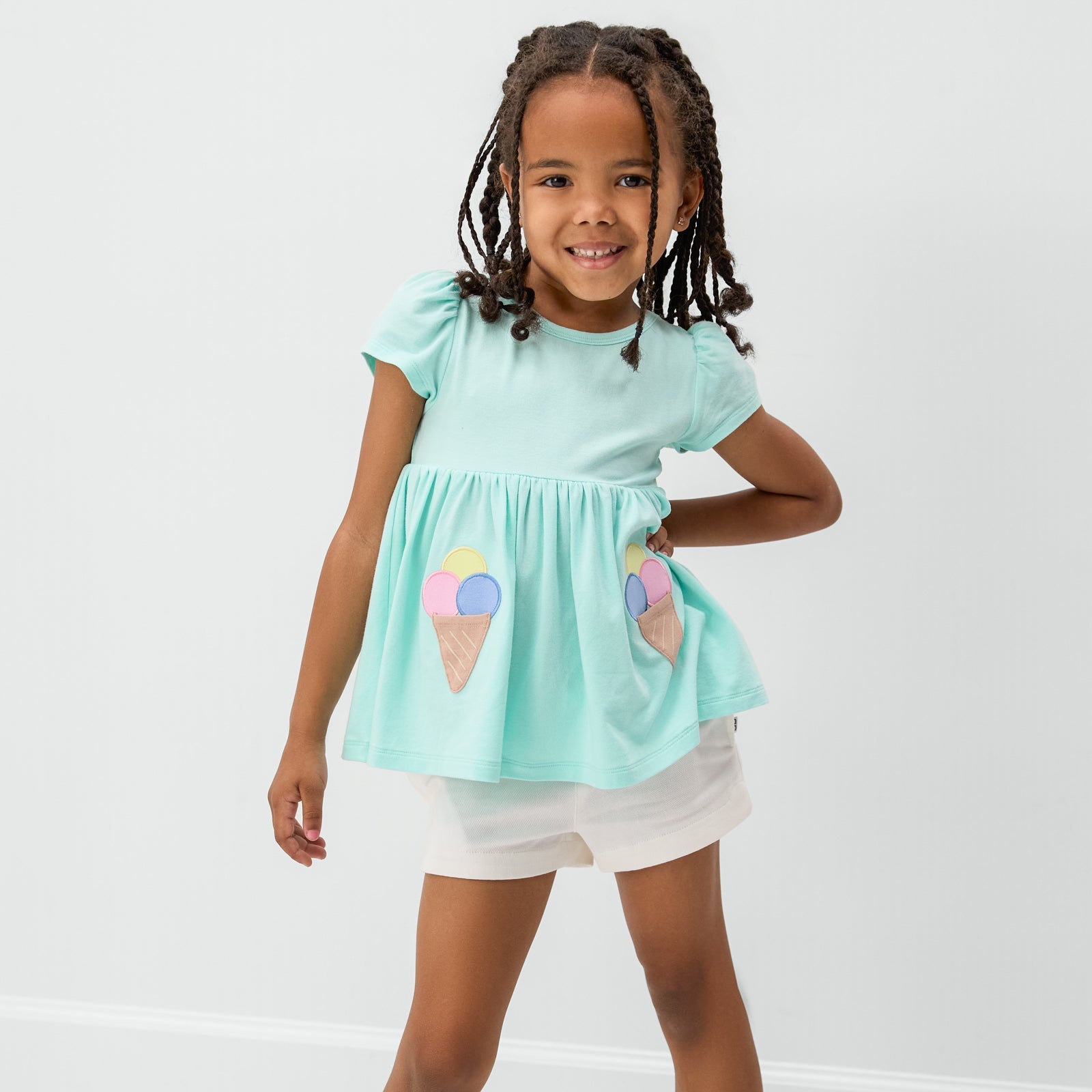 Sweet Scoops Aqua Mint Empire Tunic Top
