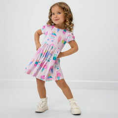 Pink Sweet Scoops Bow Back Skater Dress