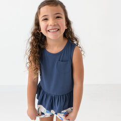 Vintage Navy Peplum Pocket Tank