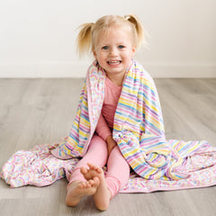 Pastel Rainbows & Sunrise Stripes Large Cloud Blanket®