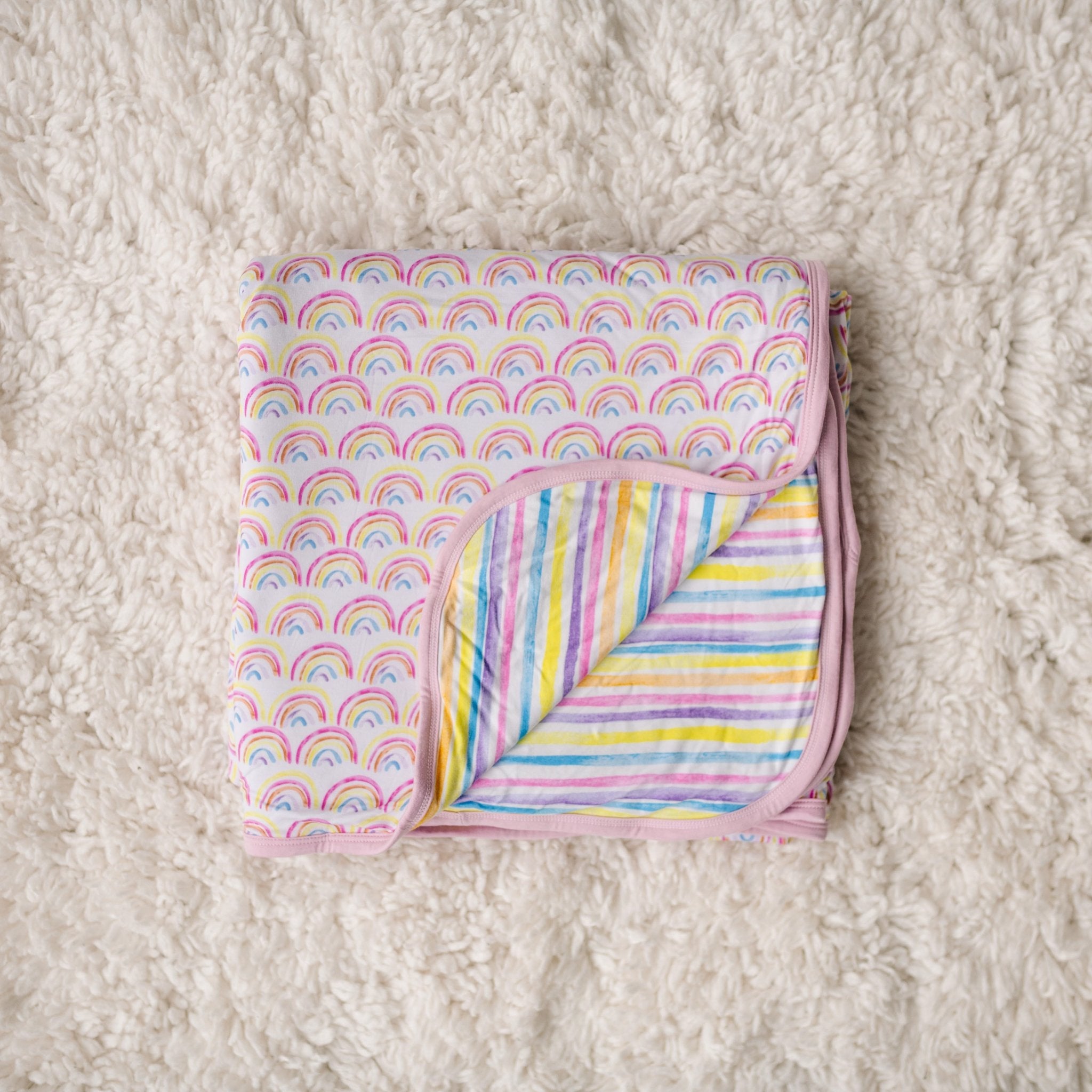 Pastel Rainbows & Sunrise Stripes Large Cloud Blanket®