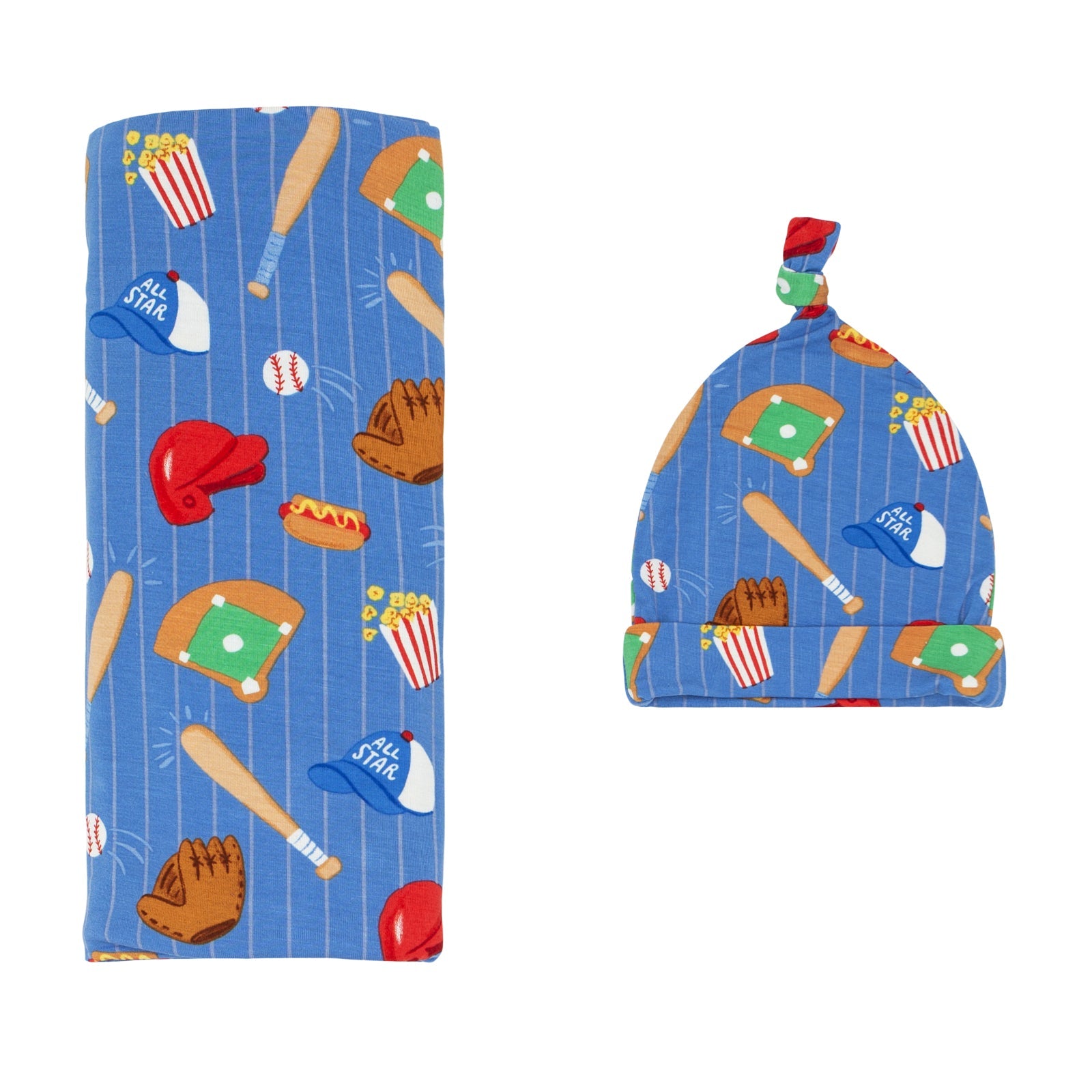 Blue All Stars Swaddle & Hat Set