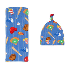 Blue All Stars Swaddle & Hat Set