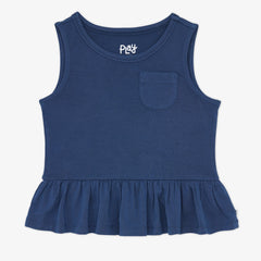 Vintage Navy Peplum Pocket Tank