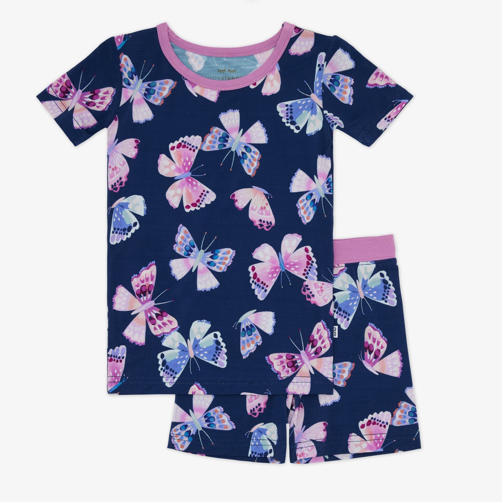 Royal Butterflies Two-Piece Short Sleeve & Shorts Pajama Set