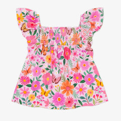 Butterfly Blooms Smocked Flutter Top