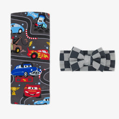 Disney & Pixar Piston Cup Swaddle & Luxe Bow Headband Set