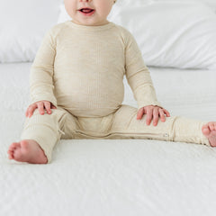 Heather Oatmeal Ribbed Crescent Zippy