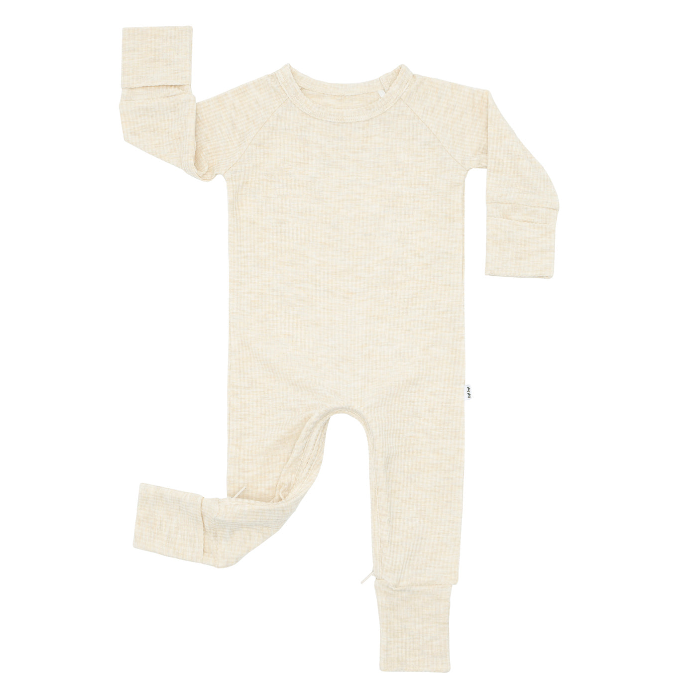 Heather Oatmeal Ribbed Crescent Zippy