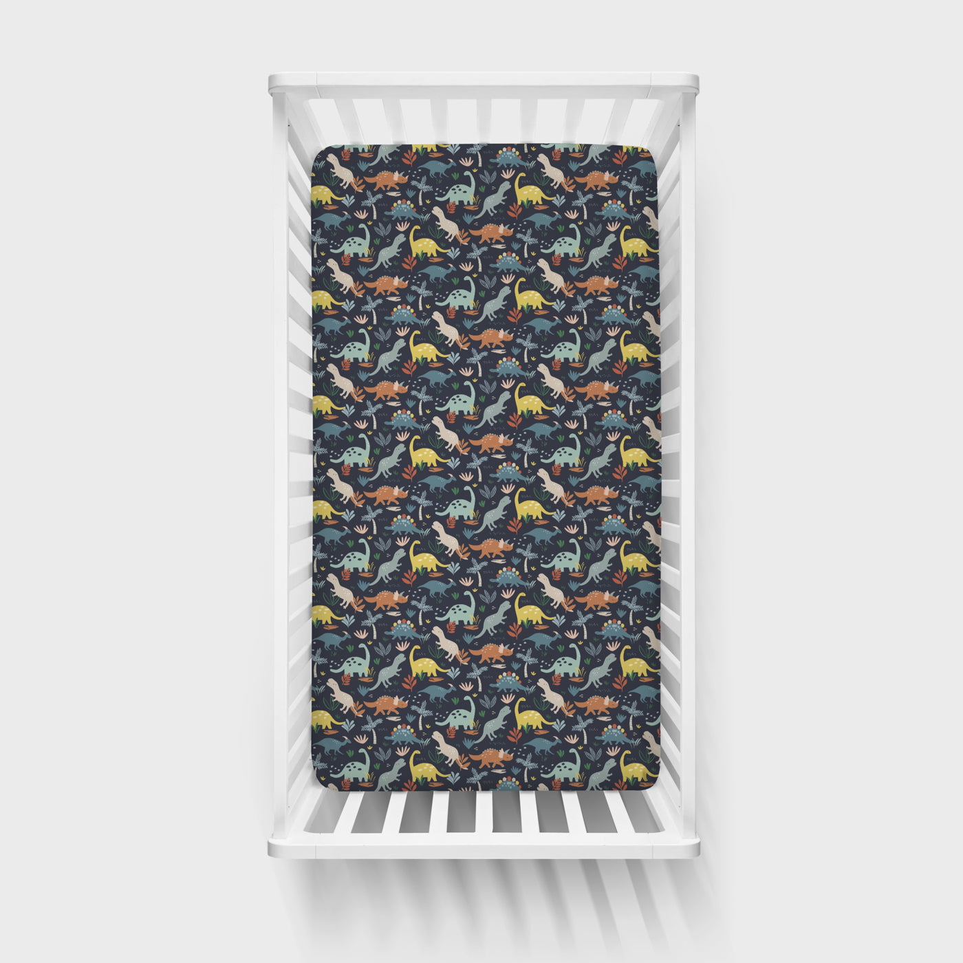 Navy Jurassic Jungle Fitted Crib Sheet