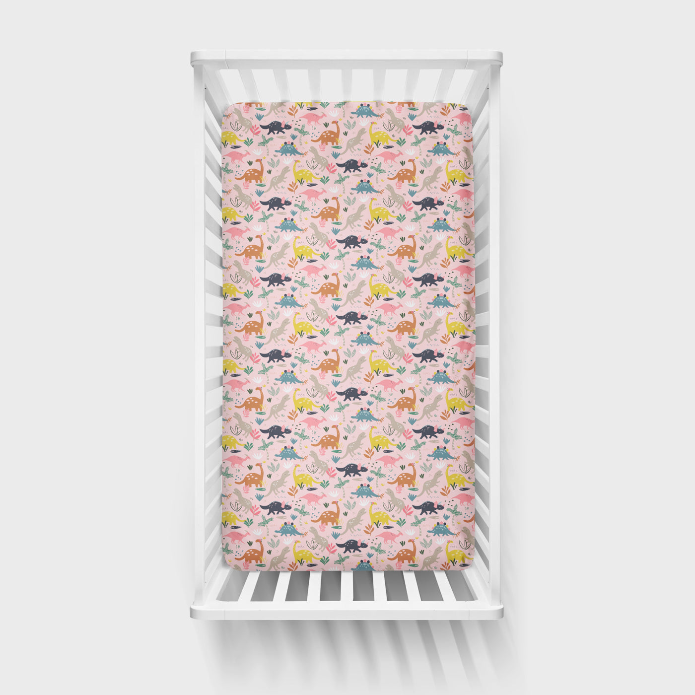 Pink Jurassic Jungle Fitted Crib Sheet