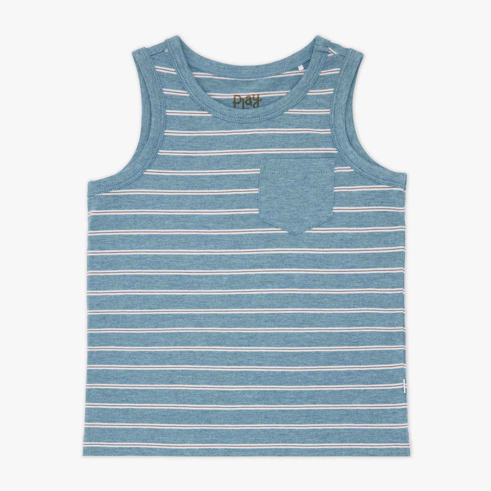 Heather Dusk Blue Stripes Pocket Tank
