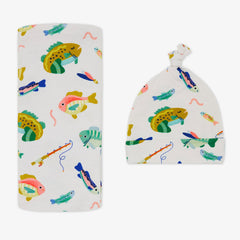 Gone Fishin' Swaddle & Hat Set
