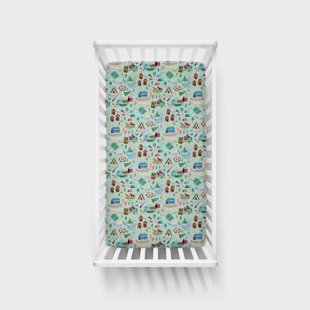 Green Camp Sleepies Fitted Crib Sheet