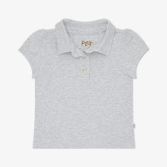 Light Heather Gray Puff Sleeve Polo