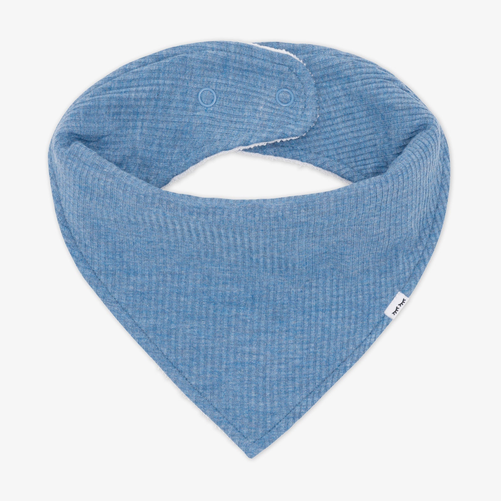 Heather Blue Ribbed Bandana Bib