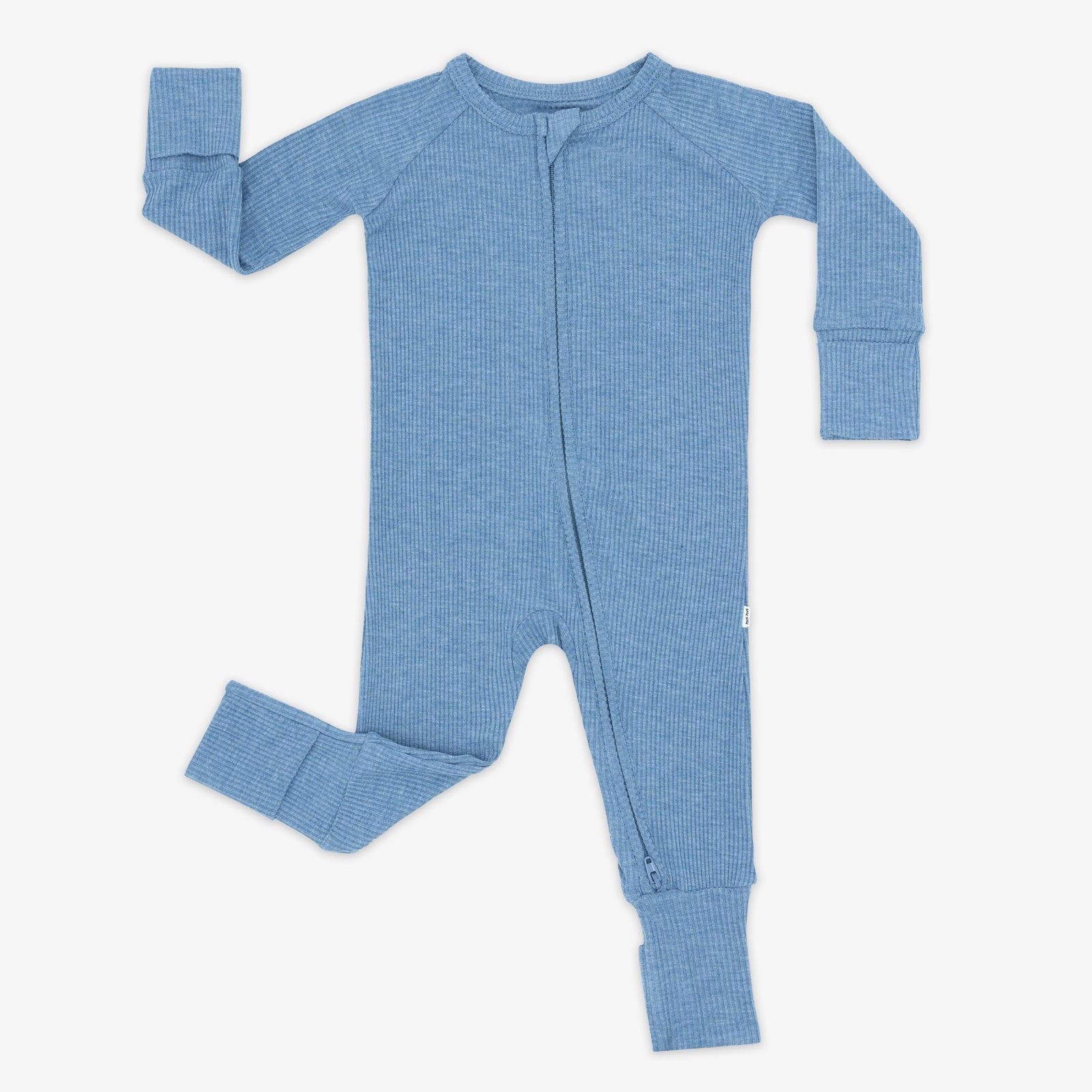 Heather Blue Ribbed Zippy