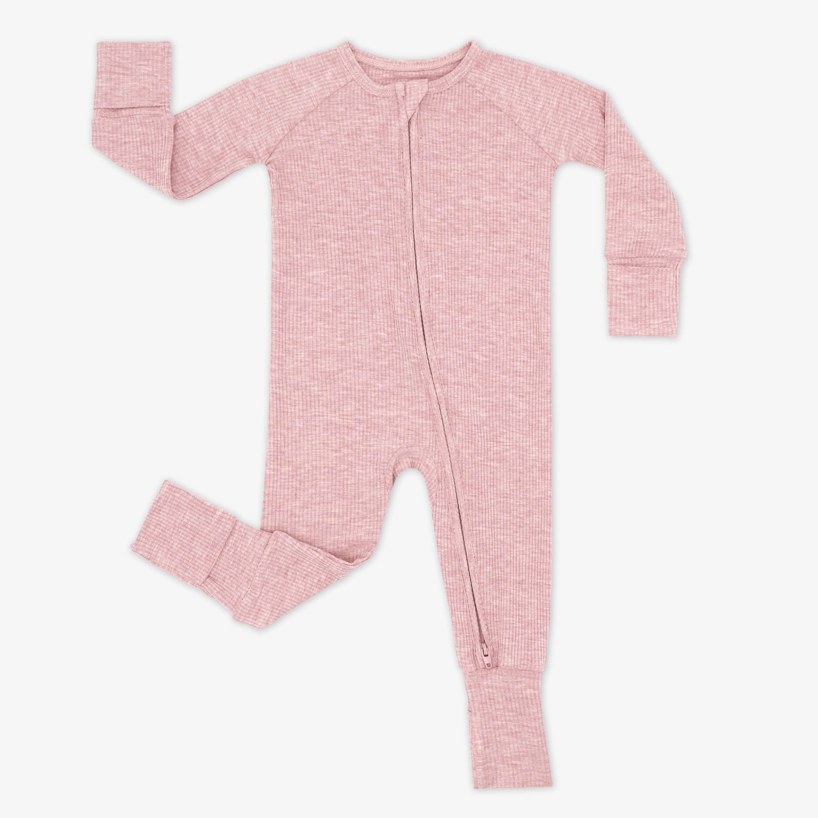 Heather Mauve Ribbed Zippy
