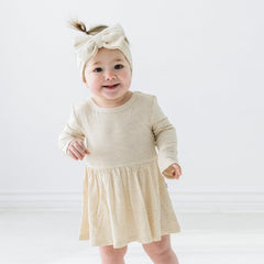 Heather Oatmeal Ribbed Luxe Bow Headband