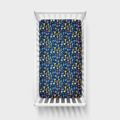 Navy Alphabet Friends Fitted Crib Sheet