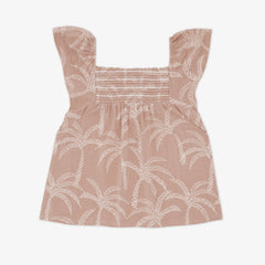 Sandy Palms Smocked Flutter Top