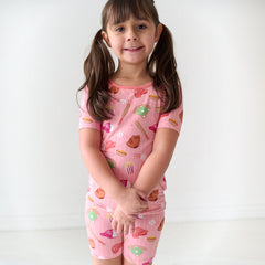 Pink All Stars Two-Piece Short Sleeve & Shorts Pajama Set