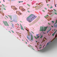 Pink Camp Sleepies Fitted Crib Sheet