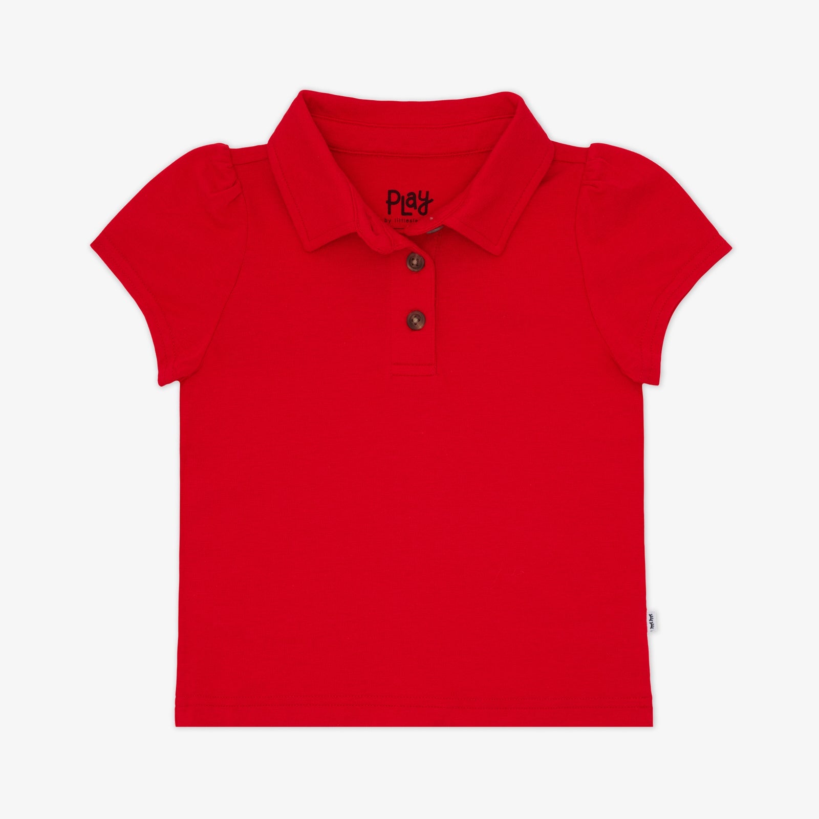 Candy Red Puff Sleeve Polo