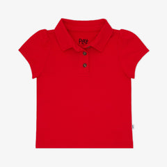 Candy Red Puff Sleeve Polo