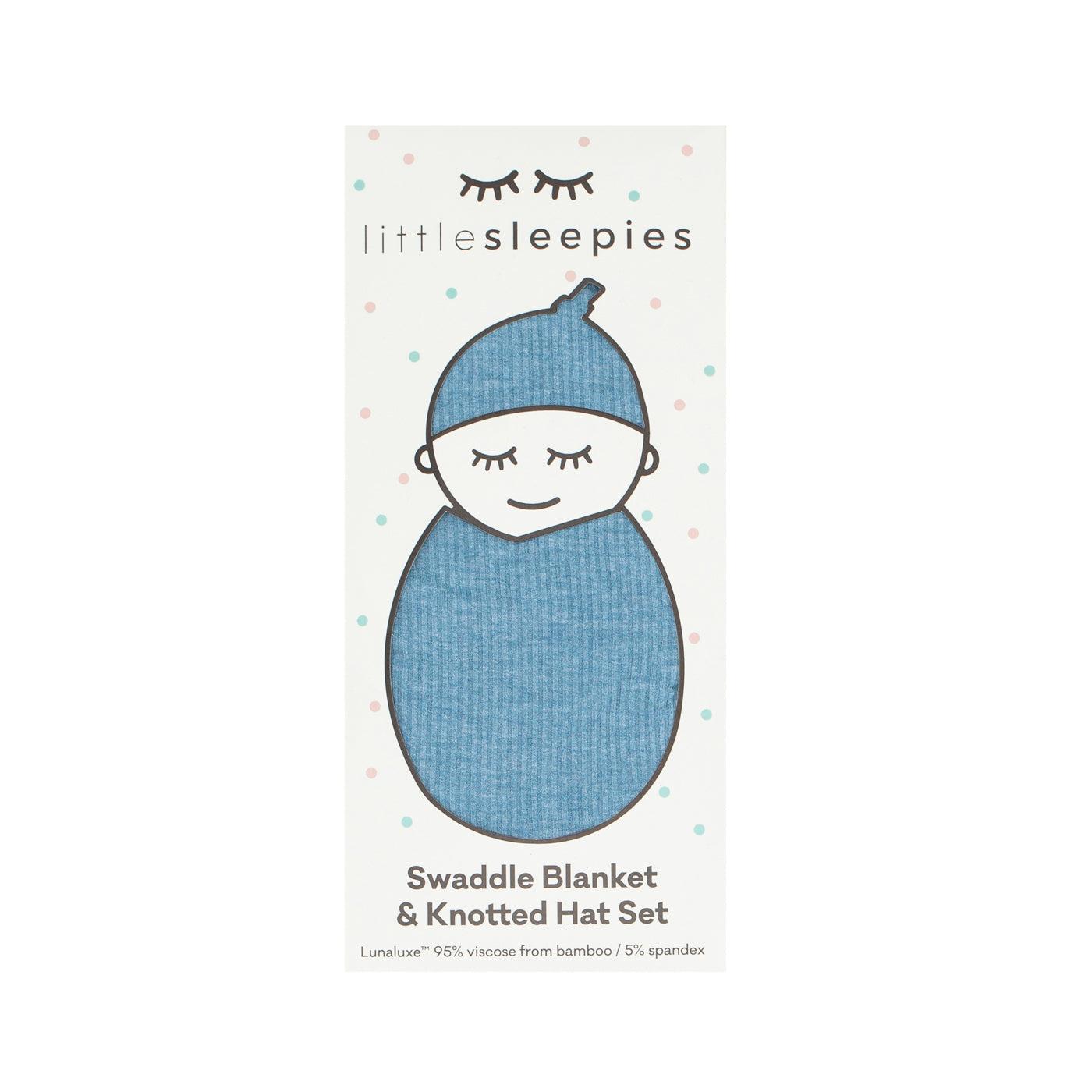 Heather Blue Ribbed Swaddle & Hat Set