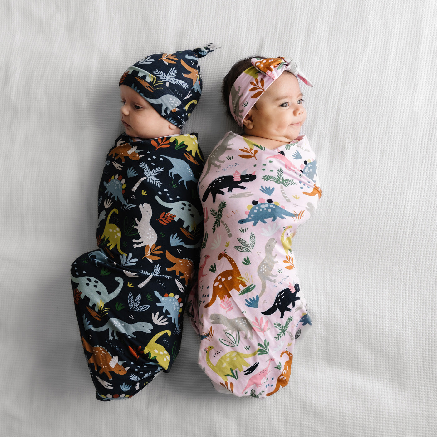 Navy Jurassic Jungle Swaddle + Hat Set