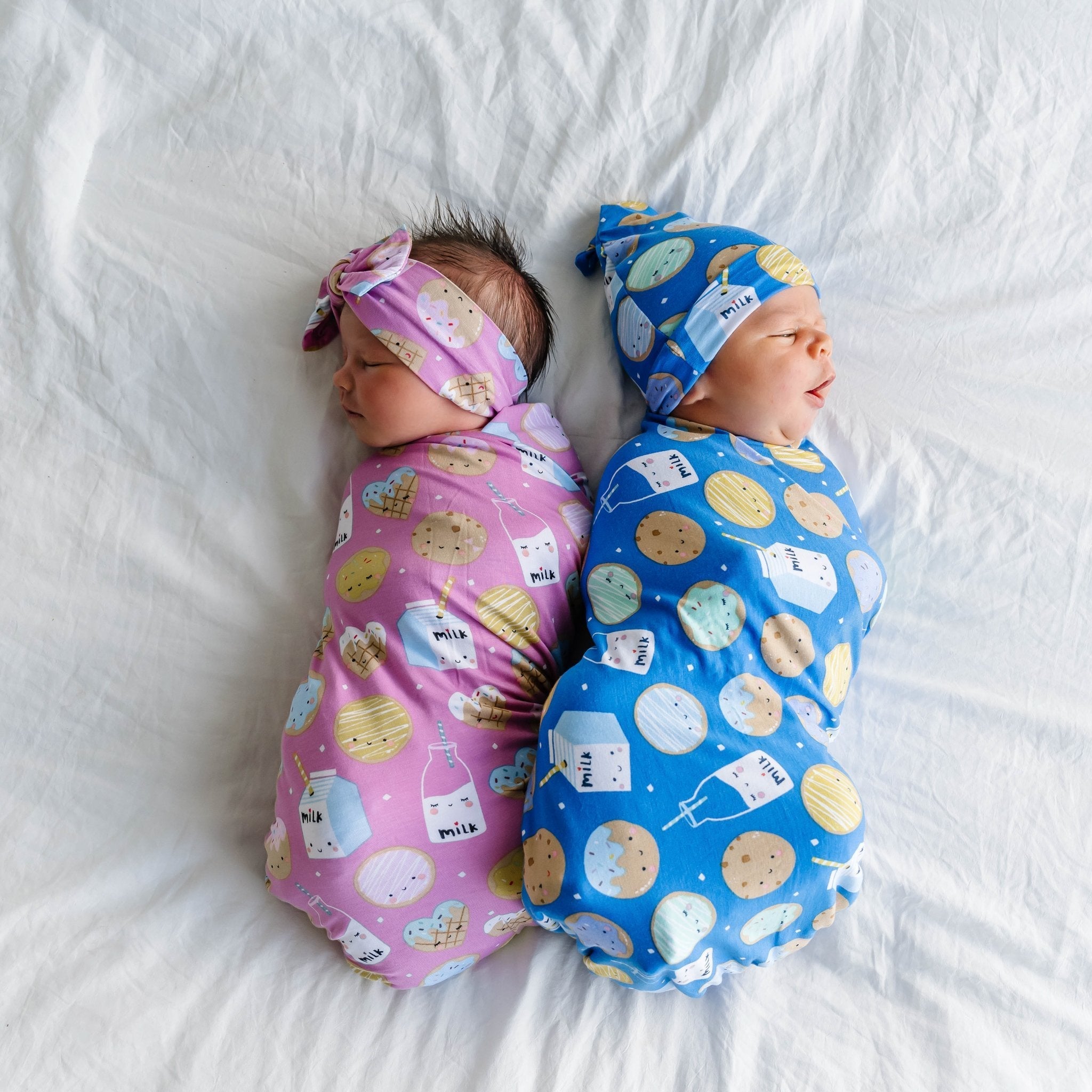Blue Cookies & Milk Swaddle & Hat Set