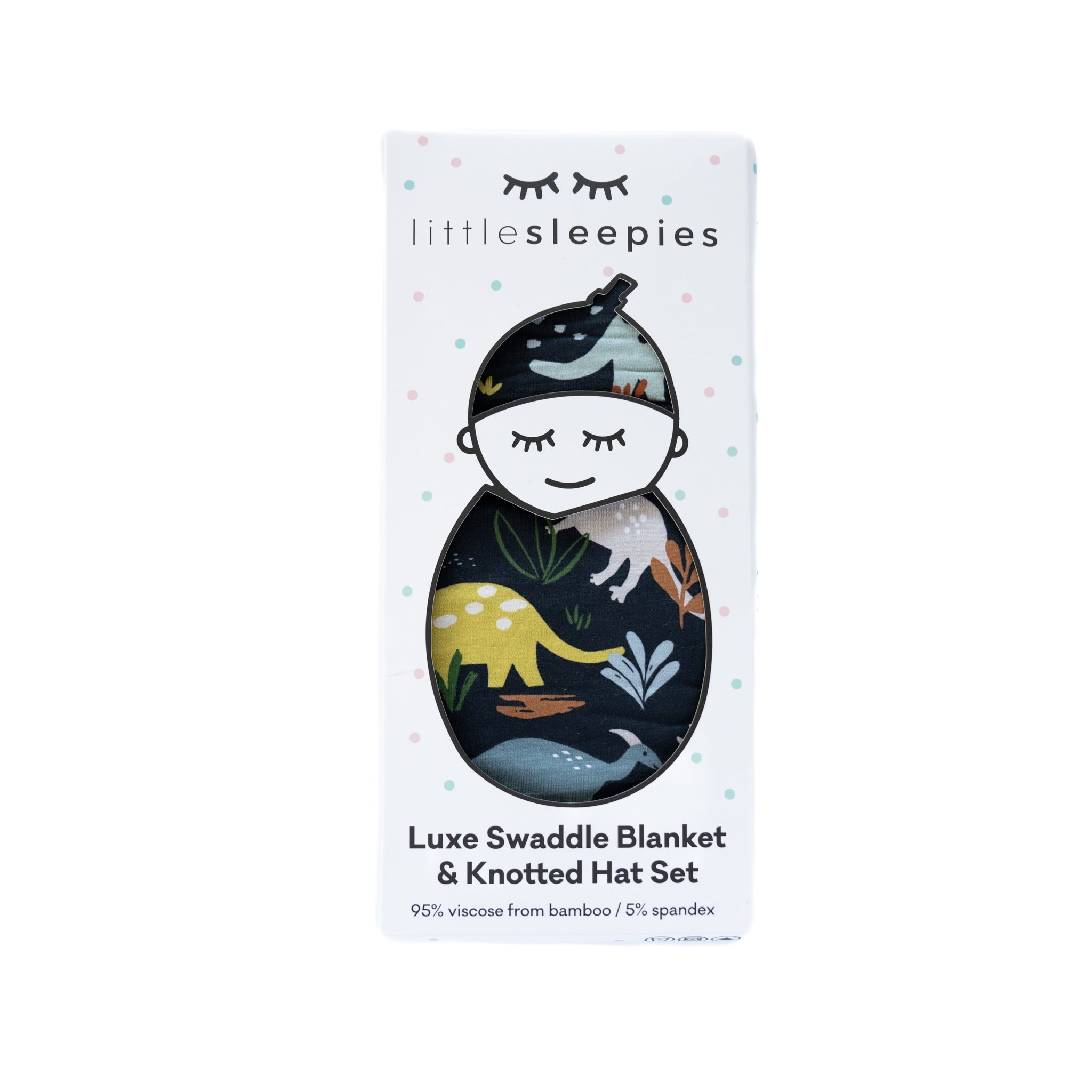 Navy Jurassic Jungle Swaddle + Hat Set