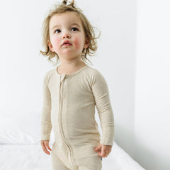 Heather Oatmeal Ribbed Zippy